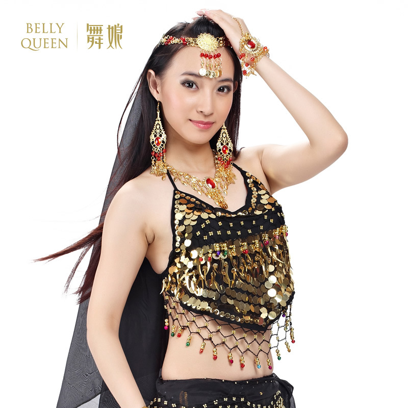 Chiffon Belly Dance Halter Tops With Paillettes and Bells Chiffon Belly Dance Halter Tops With Paillettes and Bells